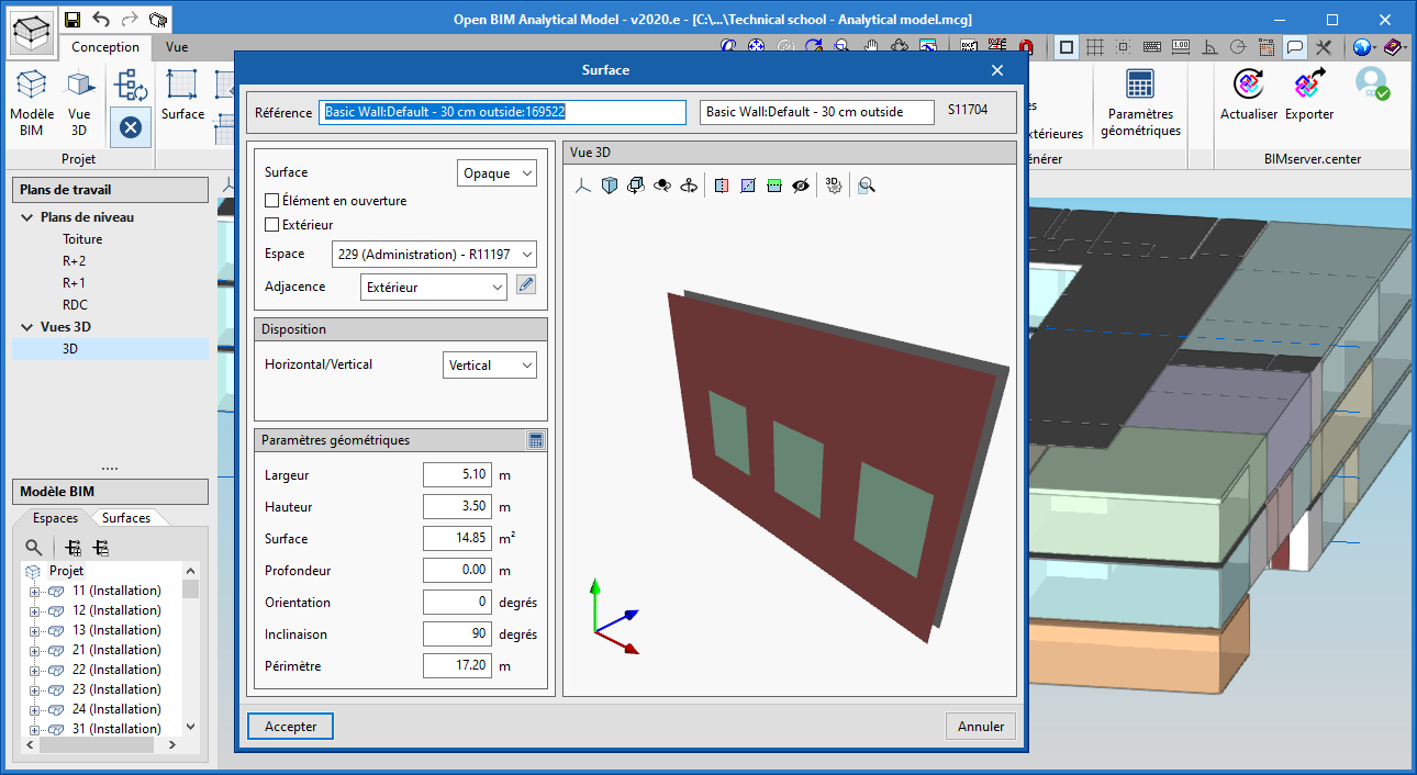 Open BIM Analytical Model. Génération de modèles géométriques analytiques pour leur étude énergétique et acoustique